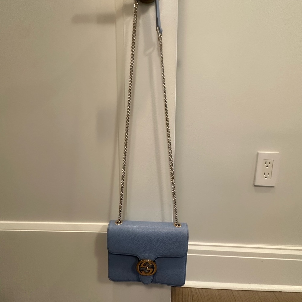 Gucci Blue Leather Chain Bag